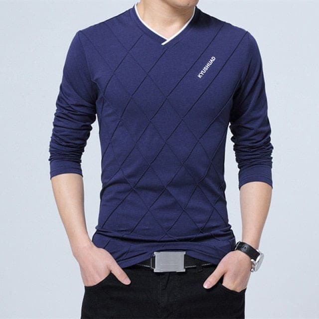 parine.pl Granatowy / S Elastyczny Longsleeve Męski Z Bawełny