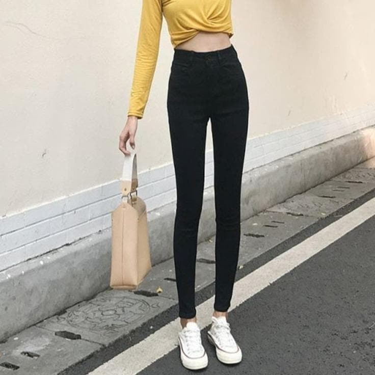 parine.pl Odzież > Jeansy Czarny / M Jeansy Skinny Z Wysokim Stanem