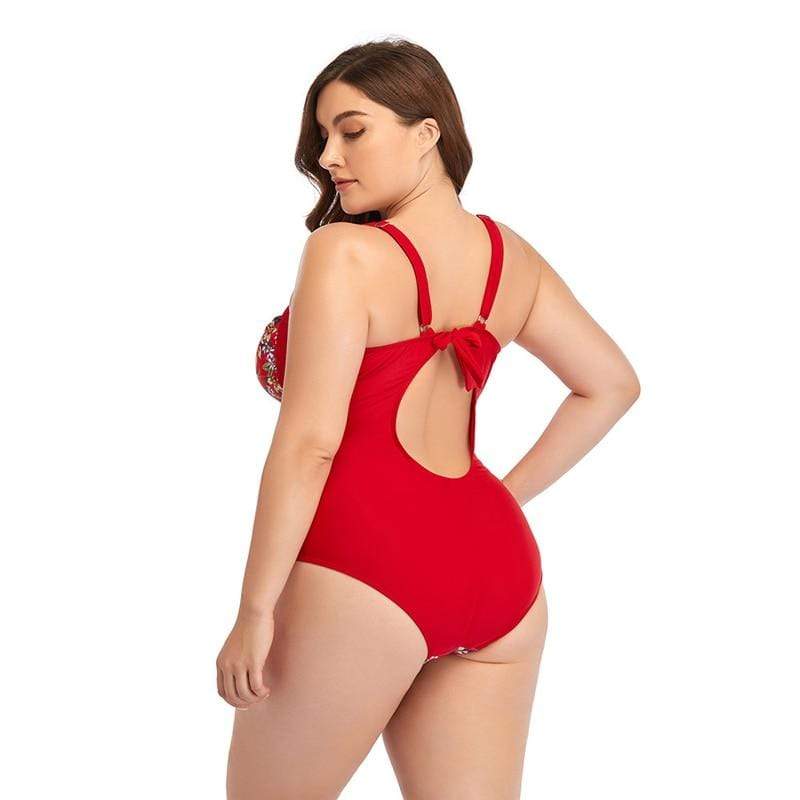 parine.pl 211 Jednoczęściowy Strój Kąpielowy Plus Size W Kwiatowe Wzory