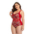 parine.pl 211 Jednoczęściowy Strój Kąpielowy Plus Size W Kwiatowe Wzory
