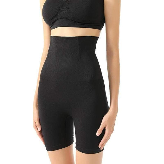 parine.pl 1578 Czarny / 3XL Jednolite Spodenki Wyszczuplające Średniej Długości
