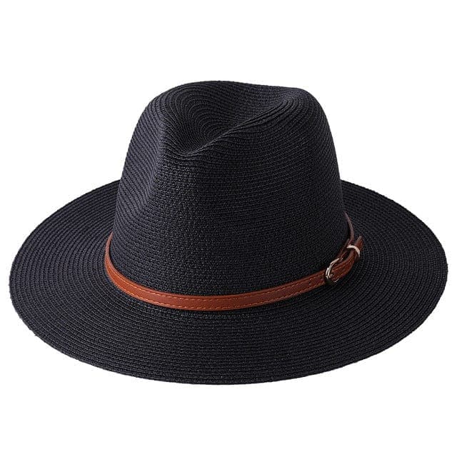 parine.pl Czarny / 60cm Kapelusz Plażowy Z Paseczkiem