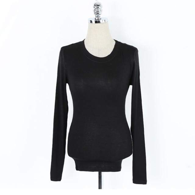 parine.pl Odzież > Bluzka long sleeve Czarny / Uniwersalny Klasyczna Dopasowana Bluzka