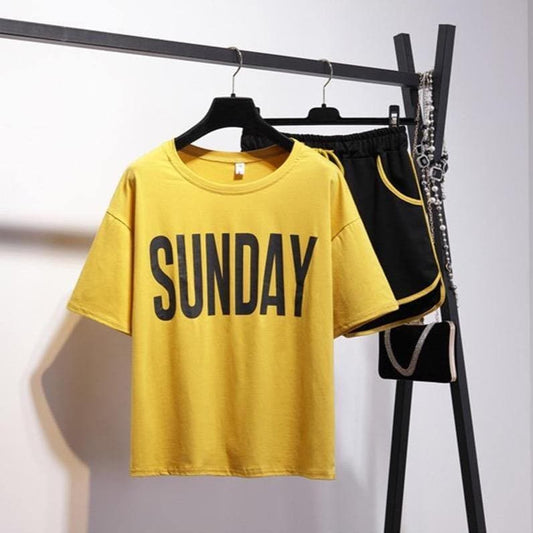 parine.pl 2580 Klasyczna Dwuczęściowa Piżama Z Napisem "Sunday"