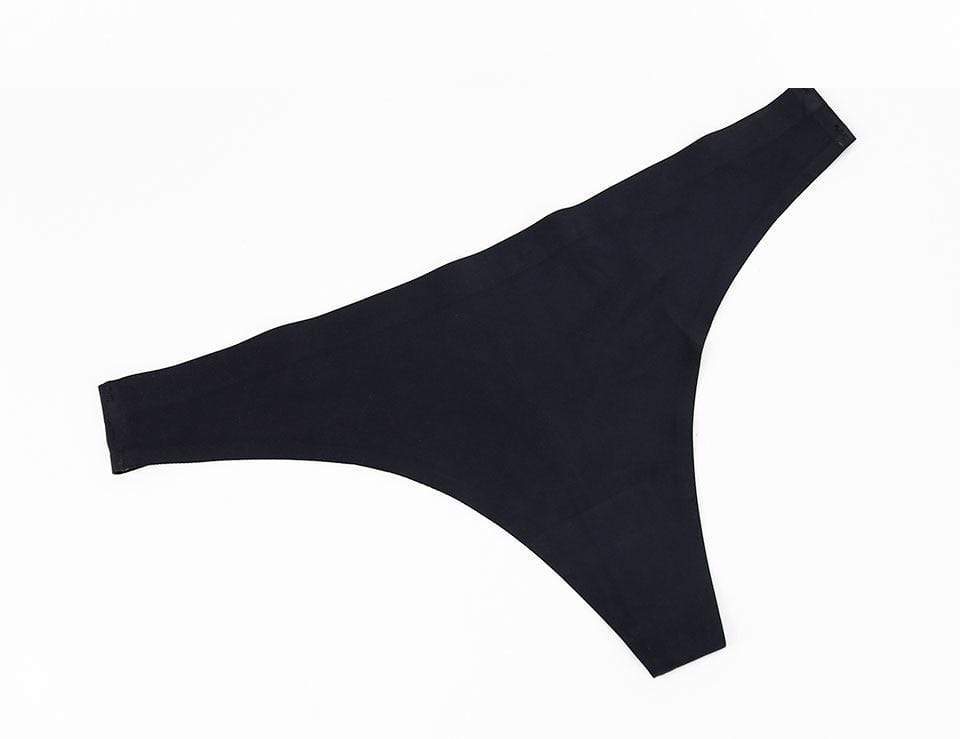 parine.pl 1772 Czarny / L Klasyczne Bezszwowe Stringi