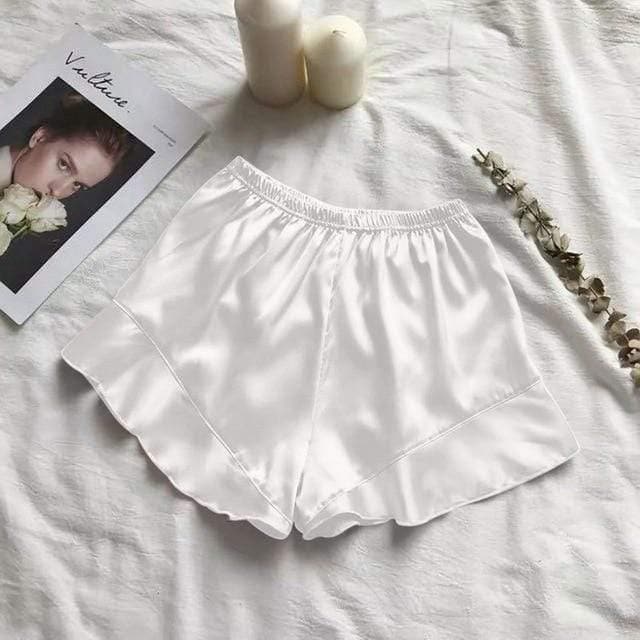parine.pl 2580 Biały / S Klasyczne Satynowe Spodenki Do Spania