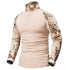 parine.pl Beżowy 4 / L Klasyczny Bawełniany Longsleeve Męski Z Golfem