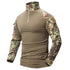 parine.pl Ciemnobeżowy 3 / 3XL Klasyczny Bawełniany Longsleeve Męski Z Golfem