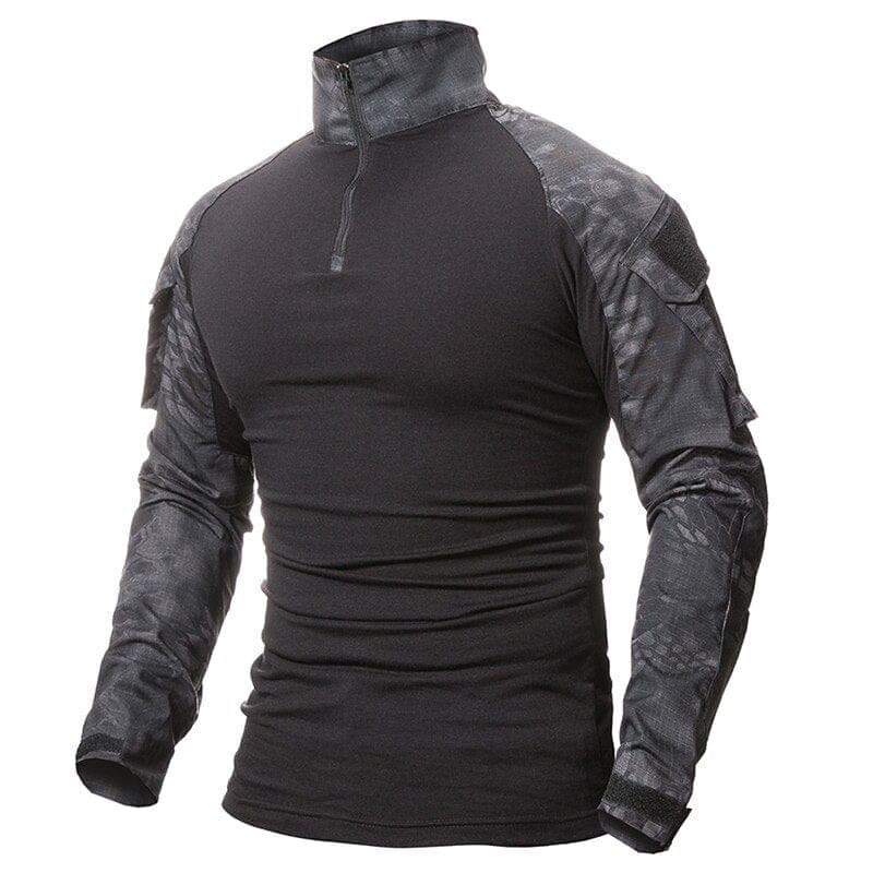 parine.pl Czarny 2 / XS Klasyczny Bawełniany Longsleeve Męski Z Golfem