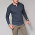 parine.pl Granatowy / S Klasyczny Longsleeve Męski Z Dekoltem W Serek