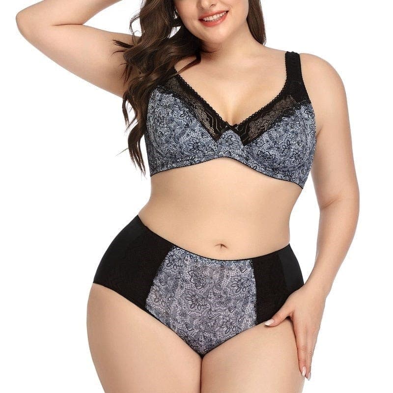 parine.pl Biały / 48D 110D Komplet Bielizny Koronkowej Plus Size