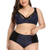 parine.pl Granatowy / 48D 110D Komplet Bielizny Koronkowej Plus Size