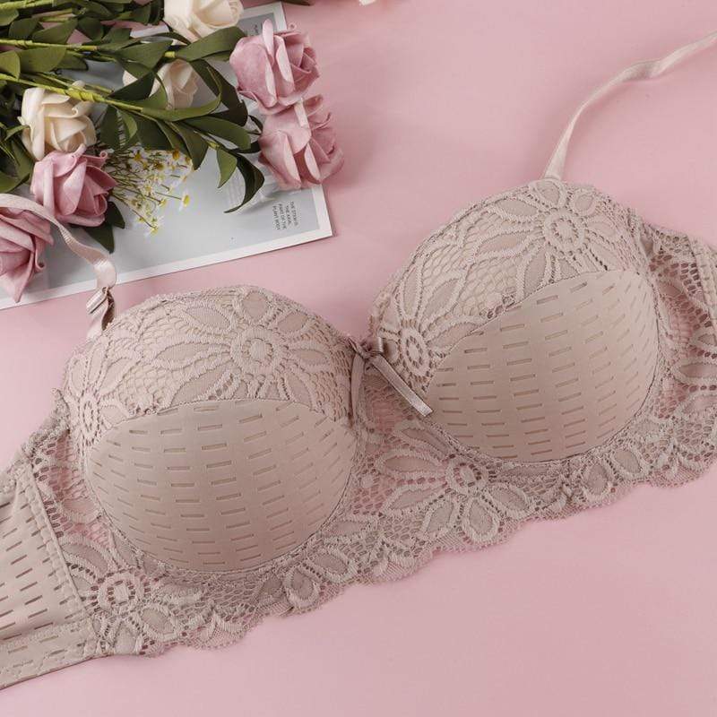 parine.pl Bielizna > Biustonosz > Plus Size Bra Beżowy / 100C Koronkowa Bardotka Plus Size