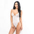 parine.pl 1772 Biały / S Koronkowe Body W Transparentne Paski