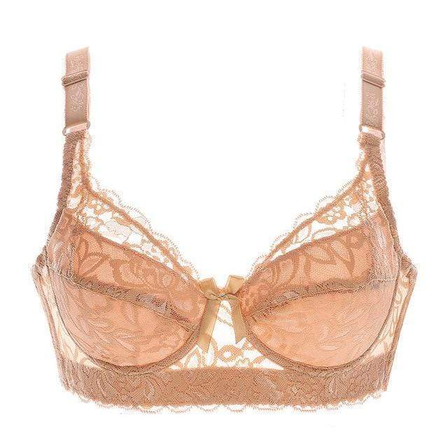 parine.pl 214 Beżowy / 100 / B Koronkowy Biustonosz Plus Size