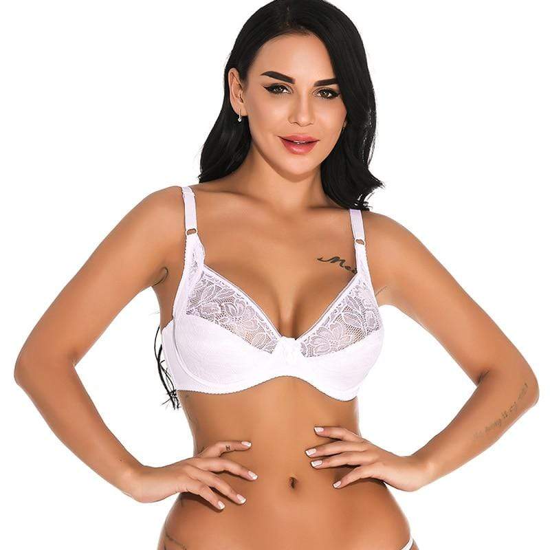 parine.pl Bielizna > Biustonosz > Plus Size Bra Biały / 70D Koronkowy Biustonosz Plus Size