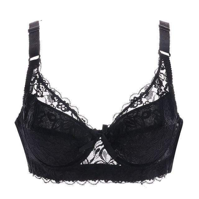parine.pl 214 Czarny / 100 / B Koronkowy Biustonosz Plus Size