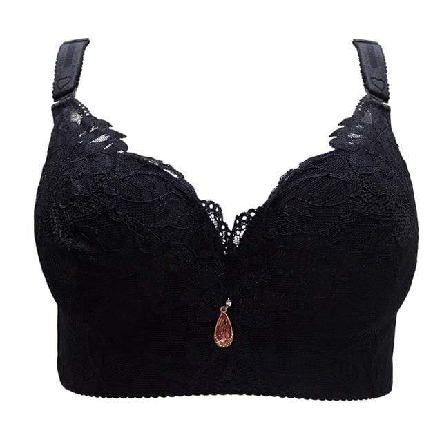 parine.pl 214 Czarny / 100D Koronkowy Biustonosz Plus Size