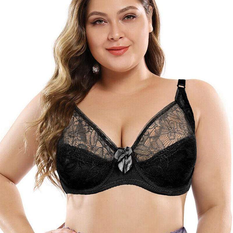 parine.pl Bielizna > Biustonosz > Plus Size Bra Czarny / 70D Koronkowy Biustonosz Plus Size