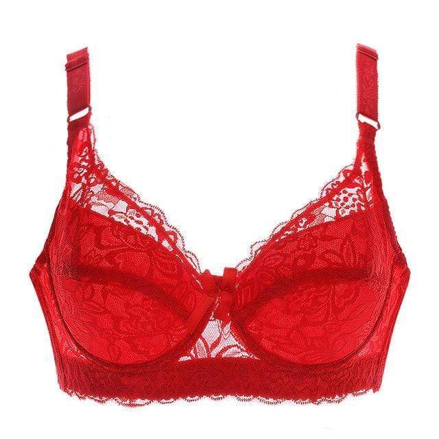 parine.pl 214 Czerwony / 100 / B Koronkowy Biustonosz Plus Size