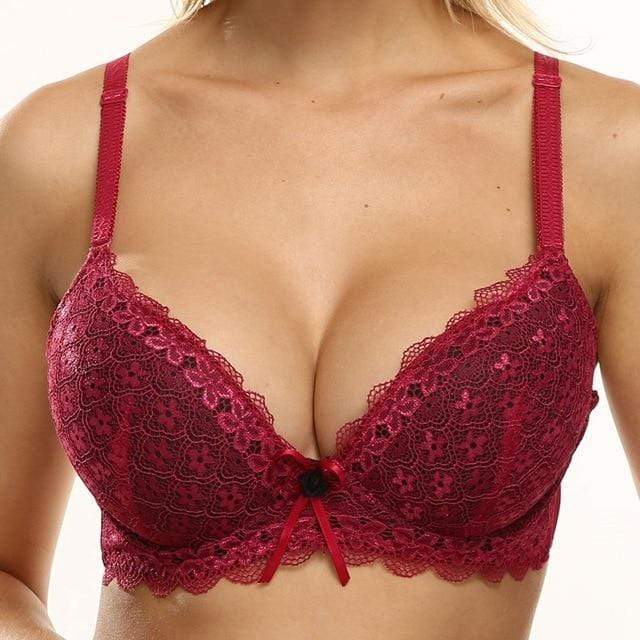 parine.pl 214 Czerwony / 100C Koronkowy Biustonosz Plus Size