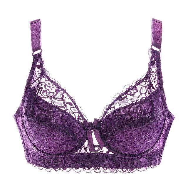 parine.pl 214 Fioletowy / 100 / B Koronkowy Biustonosz Plus Size