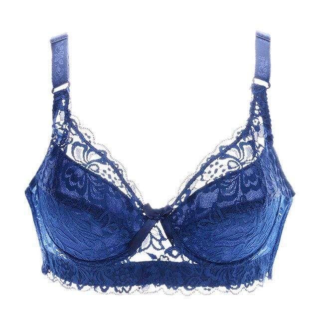 parine.pl 214 Niebieski / 100 / B Koronkowy Biustonosz Plus Size