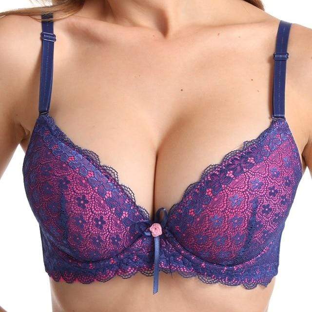 parine.pl 214 Niebieski / 85C Koronkowy Biustonosz Plus Size