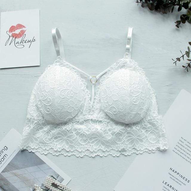 parine.pl 214 Biały / S-M Koronkowy Biustonosz Push Up Braletka