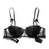 parine.pl 214 Czarny / 80C Koronkowy Usztywniony Biustonosz Push Up