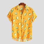 parine.pl Pomarańczowy / XL Koszula Męska W Hawajskim Stylu Z Krótkim Rękawem