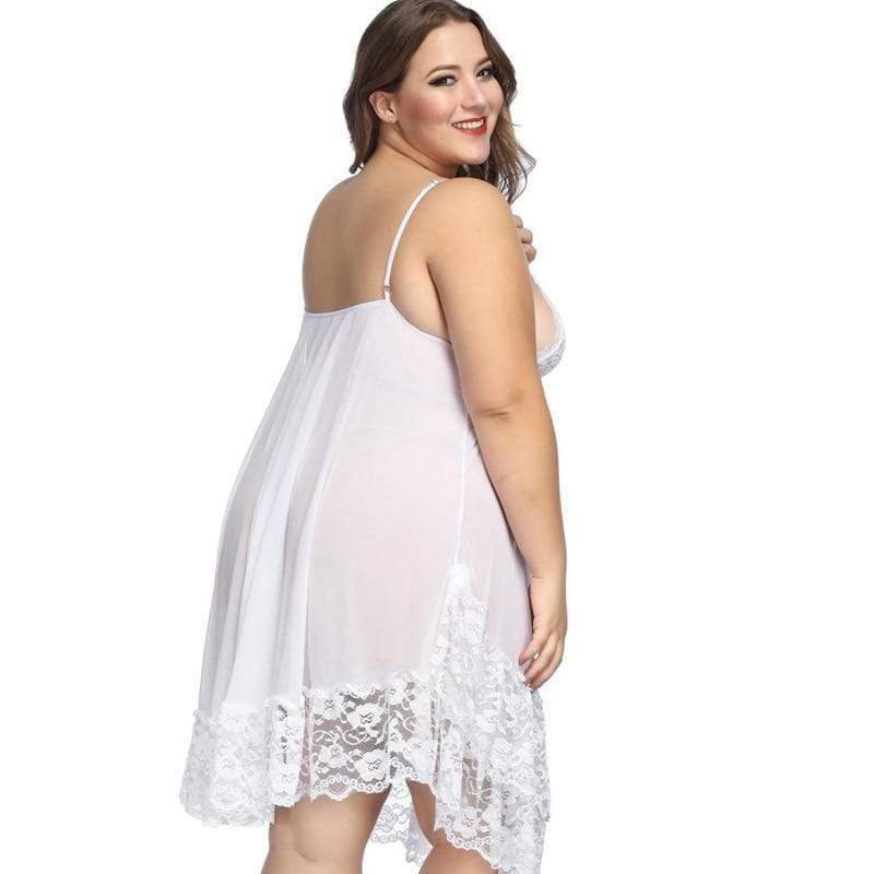 parine.pl 5513 Koszula Nocna Plus Size Transparentna Z Wyjątkową Koronką