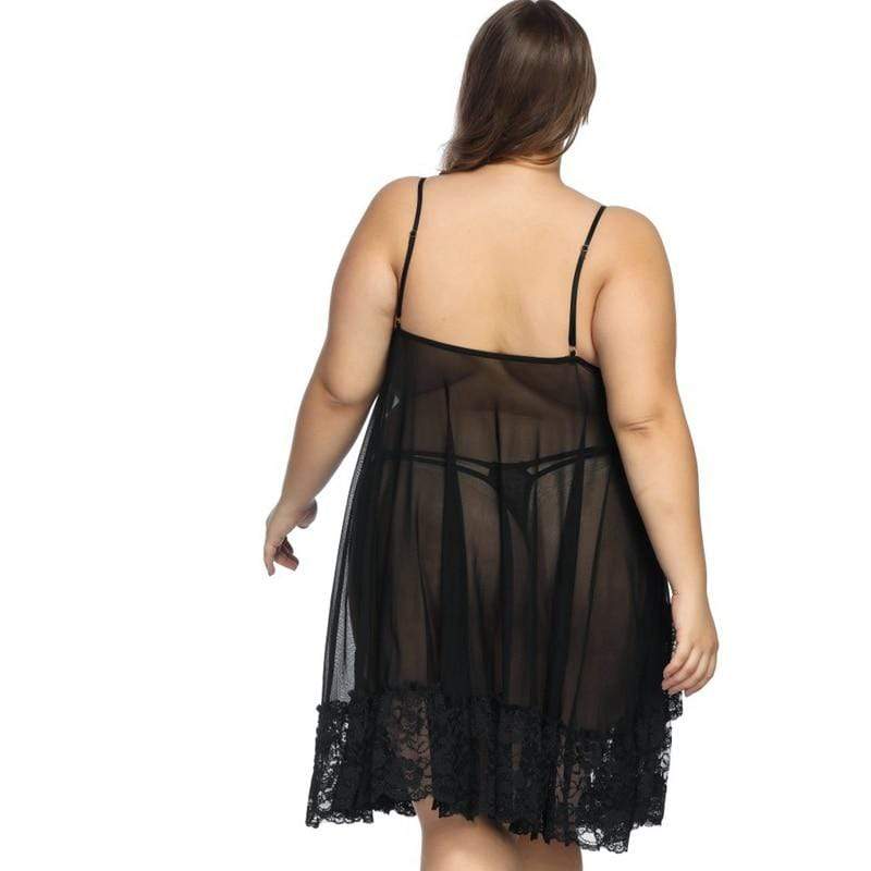 parine.pl 5513 Koszula Nocna Plus Size Transparentna Z Wyjątkową Koronką