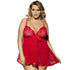parine.pl 5513 Czerwony / 3XL Koszula Nocna Plus Size Z Koronką Na Biuście