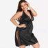 parine.pl 5513 Czarny / 6XL Koszula Nocna Plus Size Z Rozcięciem