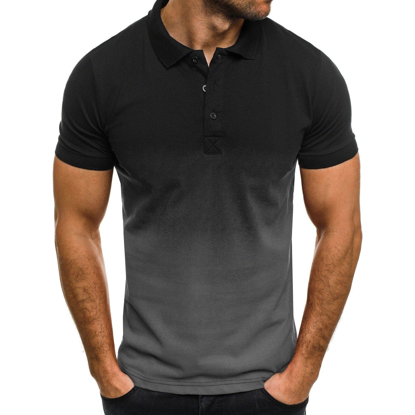 parine.pl Czarny / XXL Krótkie Jednolite Polo Męskie