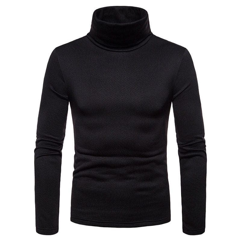 parine.pl Czarny / M Longsleeve Męski Z Golfem W Jednolitym Kolorze