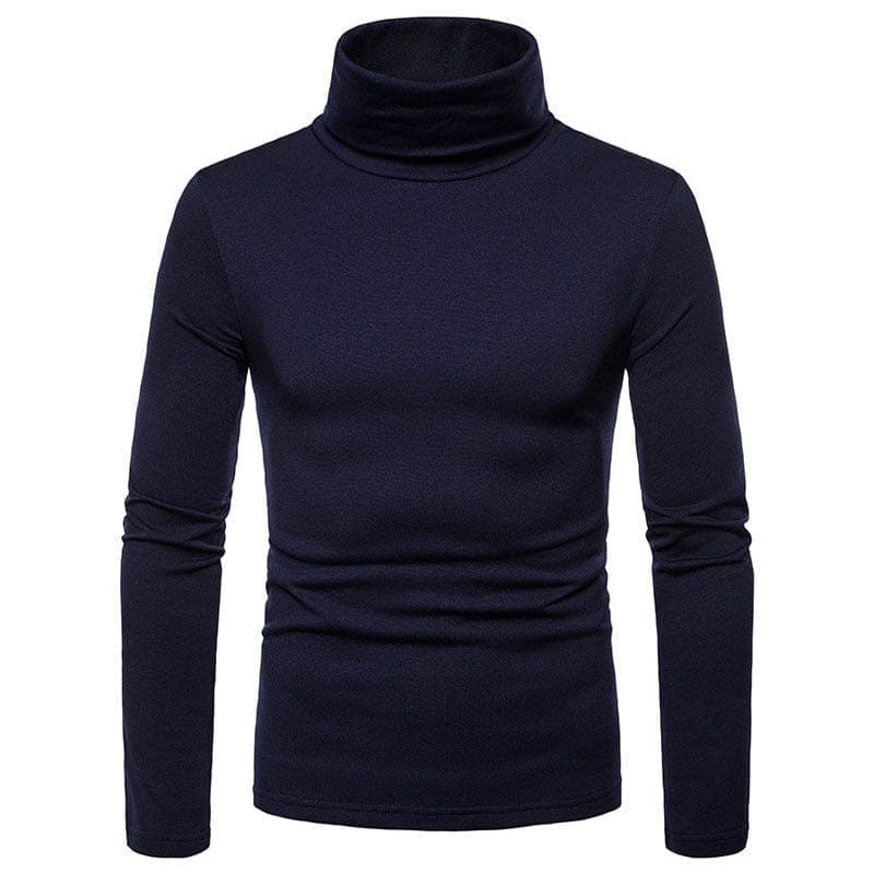 parine.pl Granatowy / M Longsleeve Męski Z Golfem W Jednolitym Kolorze