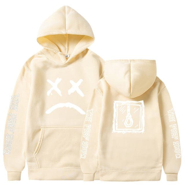 parine.pl Beżowy 2 / XL Luźna Bluza Męska Ze Wzorem