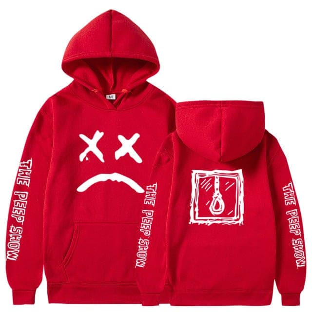 parine.pl Czerwony 1 / XL Luźna Bluza Męska Ze Wzorem