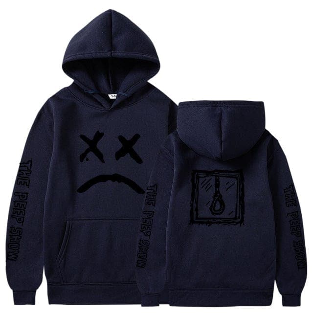 parine.pl Granatowy 2 / XL Luźna Bluza Męska Ze Wzorem