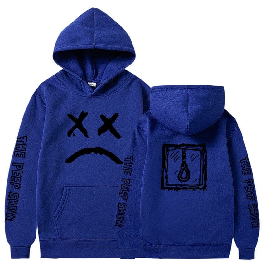 parine.pl Niebieski 2 / XS Luźna Bluza Męska Ze Wzorem