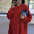 parine.pl Odzież > Bluzka long sleeve Ciemnoczerwony / M Luźna Bluzka Z Długim Rękawem