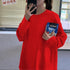 parine.pl Odzież > Bluzka long sleeve Czerwony / M Luźna Bluzka Z Długim Rękawem