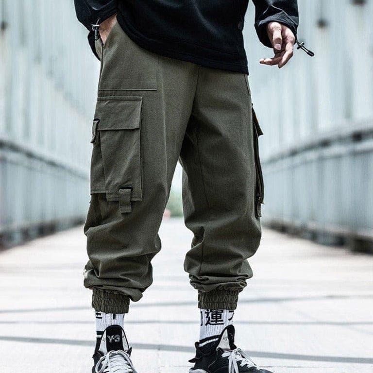 parine.pl Ciemnozielony / M Luźne Spodnie Dresowe Męskie W Stylu Streetwear