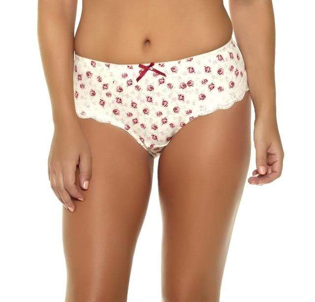 parine.pl 1772 Beżowy / XL Majtki Plus Size Z Koronkowym Wykończeniem W Różne Wzory