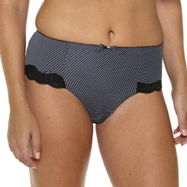 parine.pl 1772 Czarny / XXL Majtki Plus Size Z Koronkowym Wykończeniem W Różne Wzory