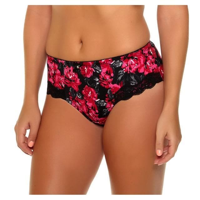 parine.pl 1772 Czerwony / XL Majtki Plus Size Z Koronkowym Wykończeniem W Różne Wzory
