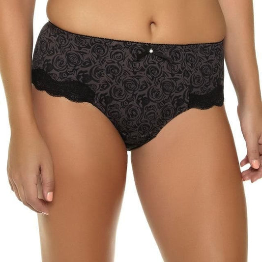 parine.pl 1772 Szary / XL Majtki Plus Size Z Koronkowym Wykończeniem W Różne Wzory