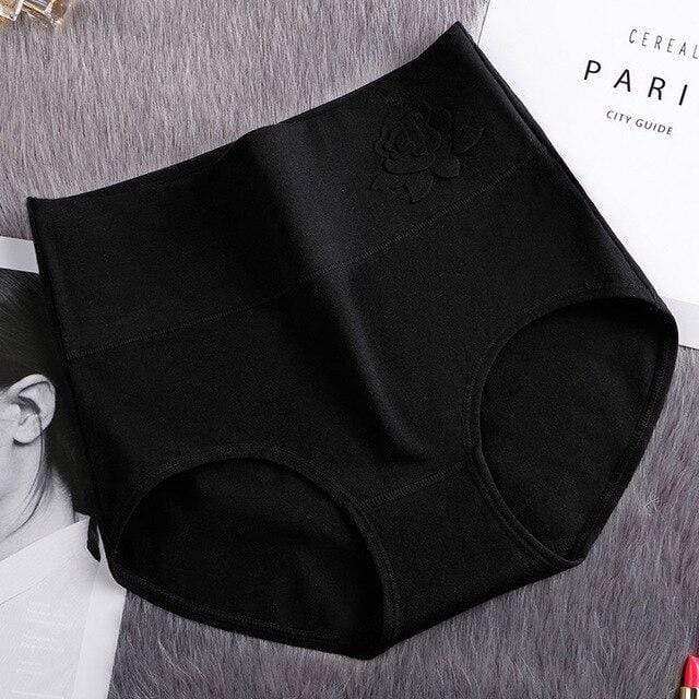 parine.pl Bielizna > Majtki > Plus Size Gacie Czarny / 3XL Majtki Z Wysokim Stanem I Różą